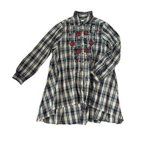 Kyla Seo Long sleeve multi color Floral Embroidery Tunic Shirt Dress. Size M